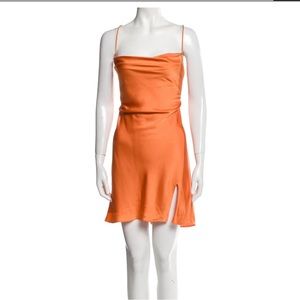 Staud Orange Silk Mini Dress